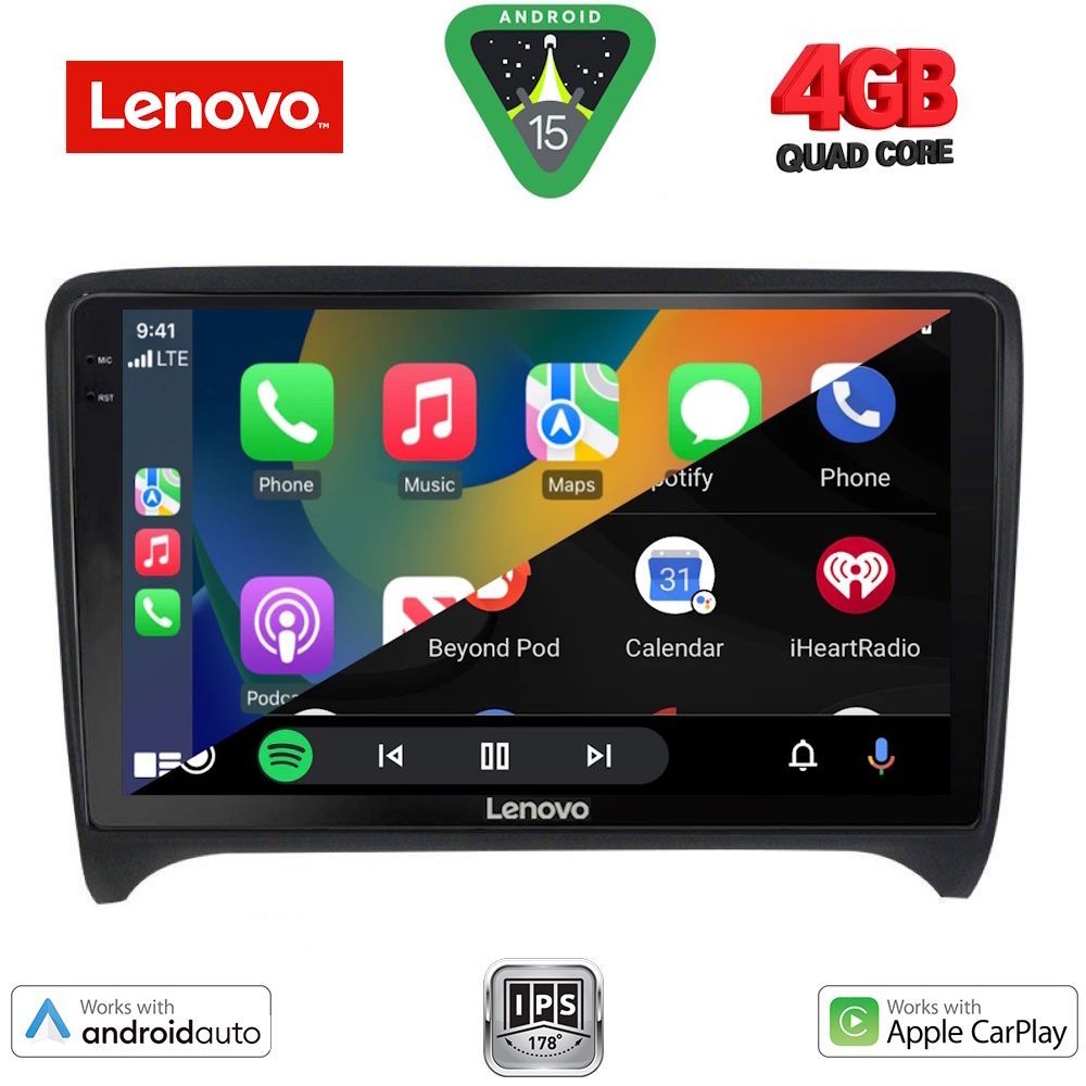 Audi TT 2007 – 2015 Οθόνη με CarPlay, Android Auto, Bluetooth, GPS – LENOVO LVE 8009_CPAA (9inc)