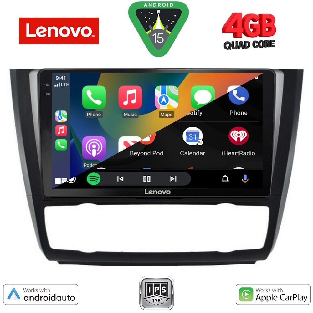 Οθόνη BMW series 1 (E81/E82/E87/E88) 2004 - 2013 με CarPlay, Android Auto, GPS, BT - LENOVO LVE 8040_CPAA CLIMA (9inc)
