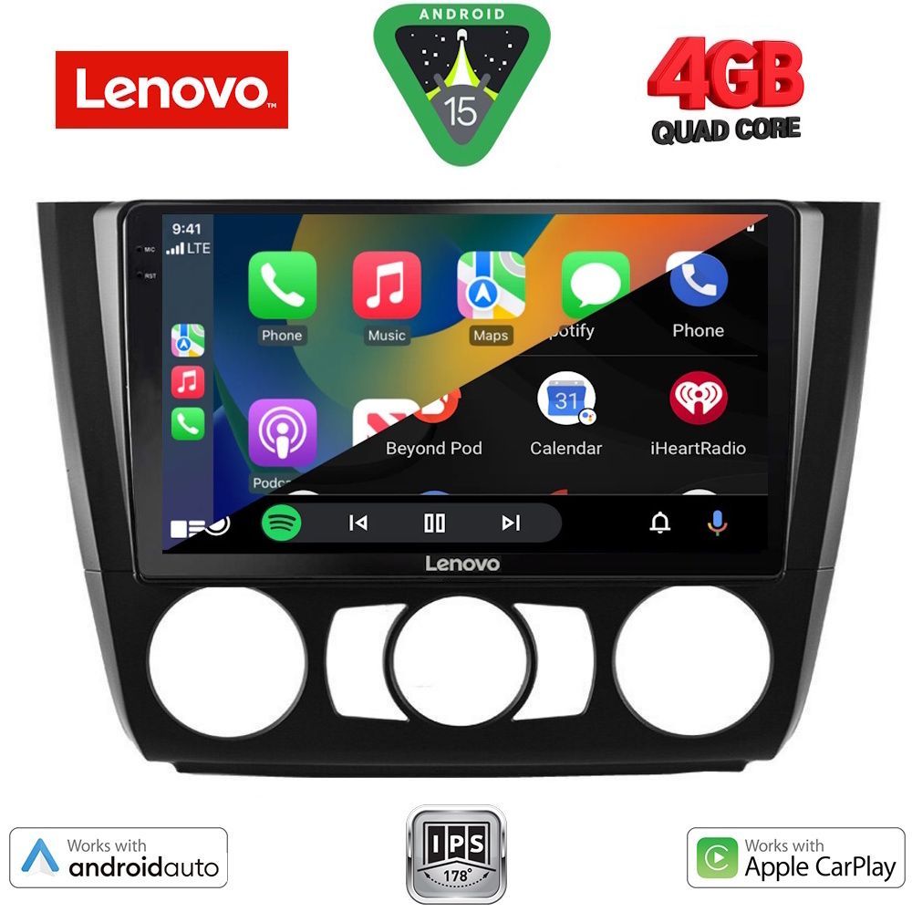 Οθόνη BMW series 1 (E81/E82/E87/E88) 2004 - 2013 με CarPlay, Android Auto, GPS, BT - LENOVO LVE 8040_CPAA A/C (9inc)