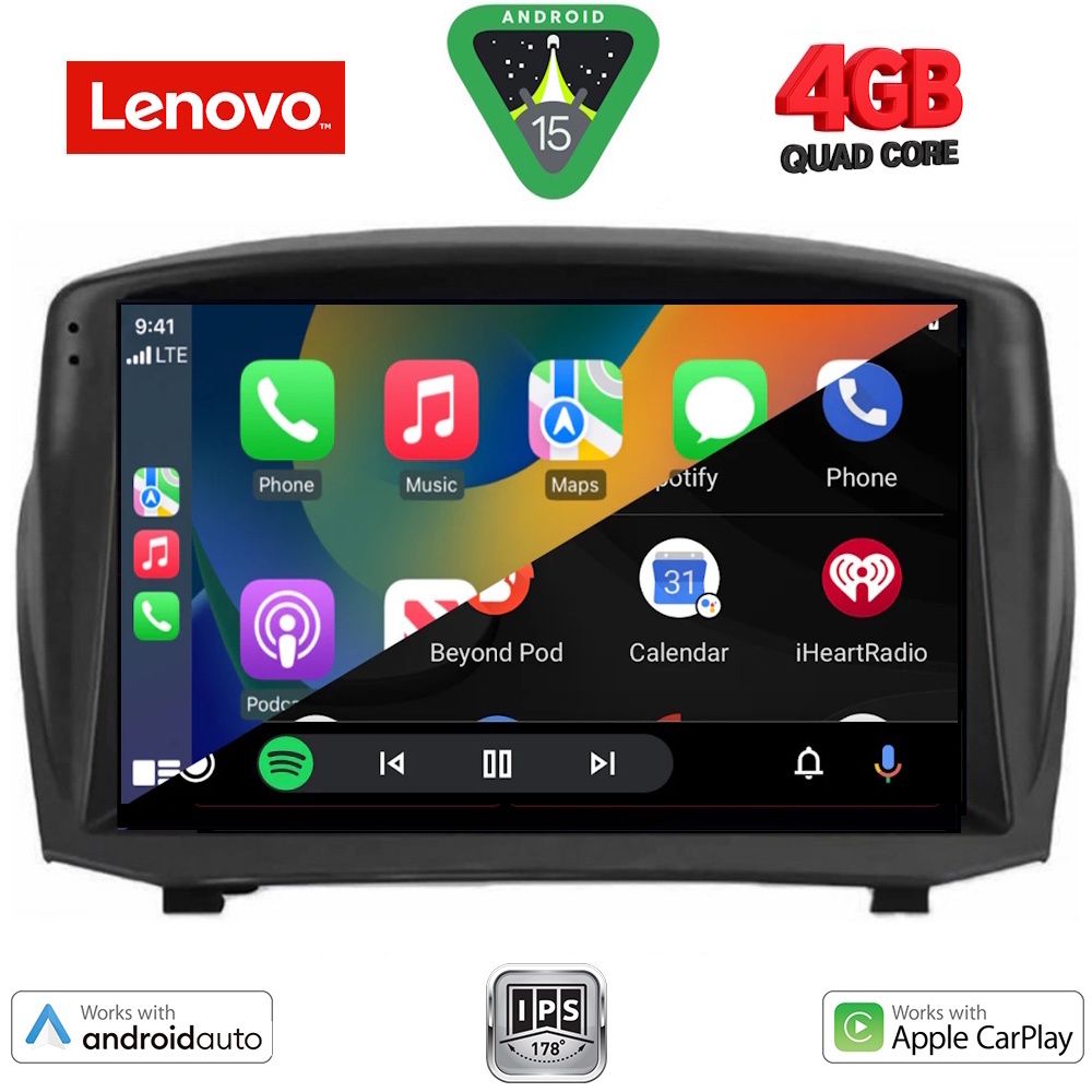 Ford Fiesta 2008 – 2017 Οθόνη με CarPlay, Android Auto, BT, GPS – LENOVO LVE 8154B_CPAA (9inc)