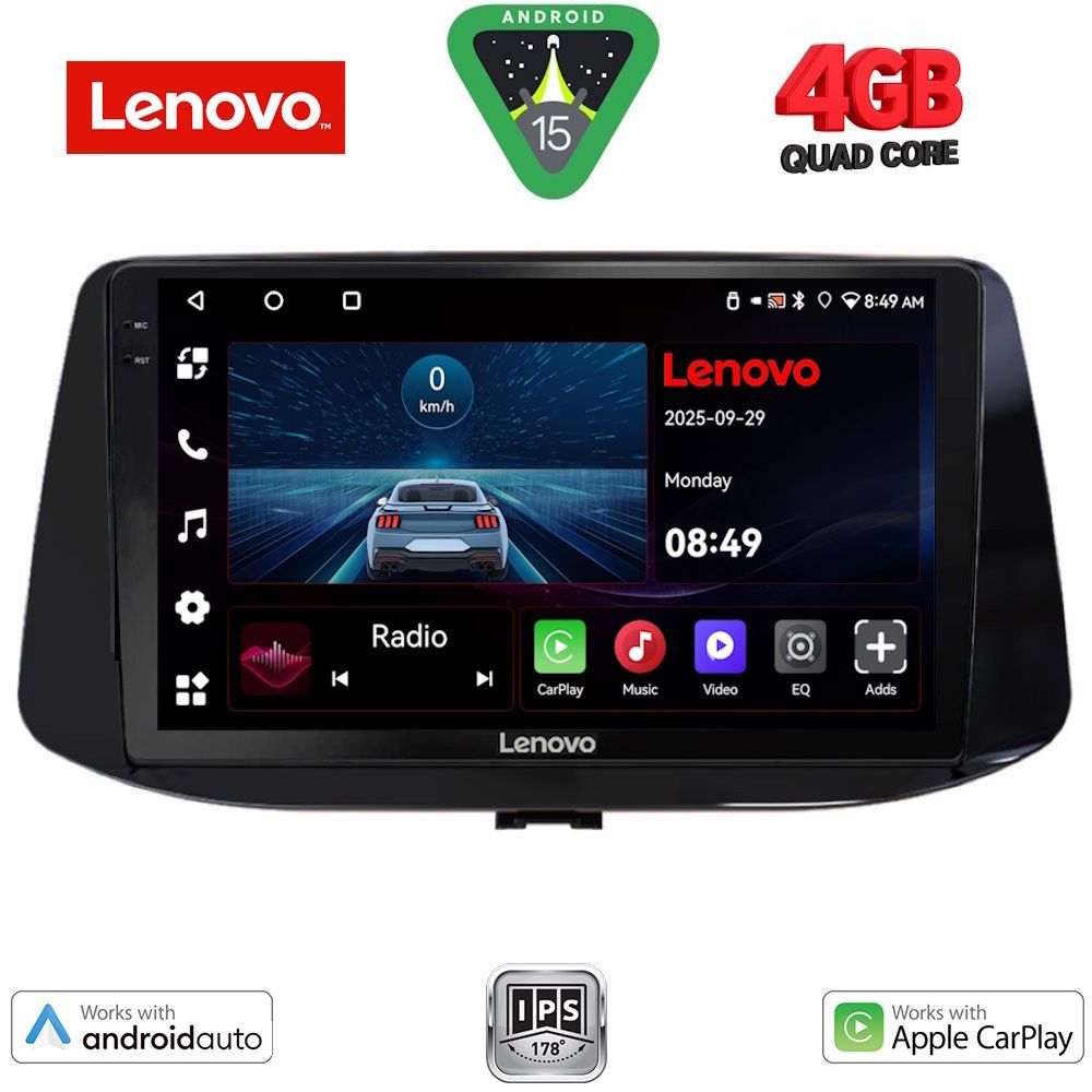 Hyundai i30 2018 – 2021 Οθόνη με CarPlay, Android Auto, Bluetooth, GPS - LENOVO LVE 8233_CPAA (9inc)