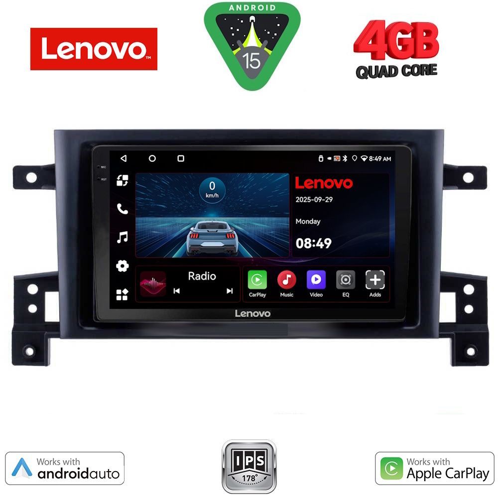 Suzuki Grand Vitara 2005 – 2015 Οθόνη με CarPlay, Android Auto, Bluetooth, GPS – LENOVO LVE 8696_CPAA (9inc)