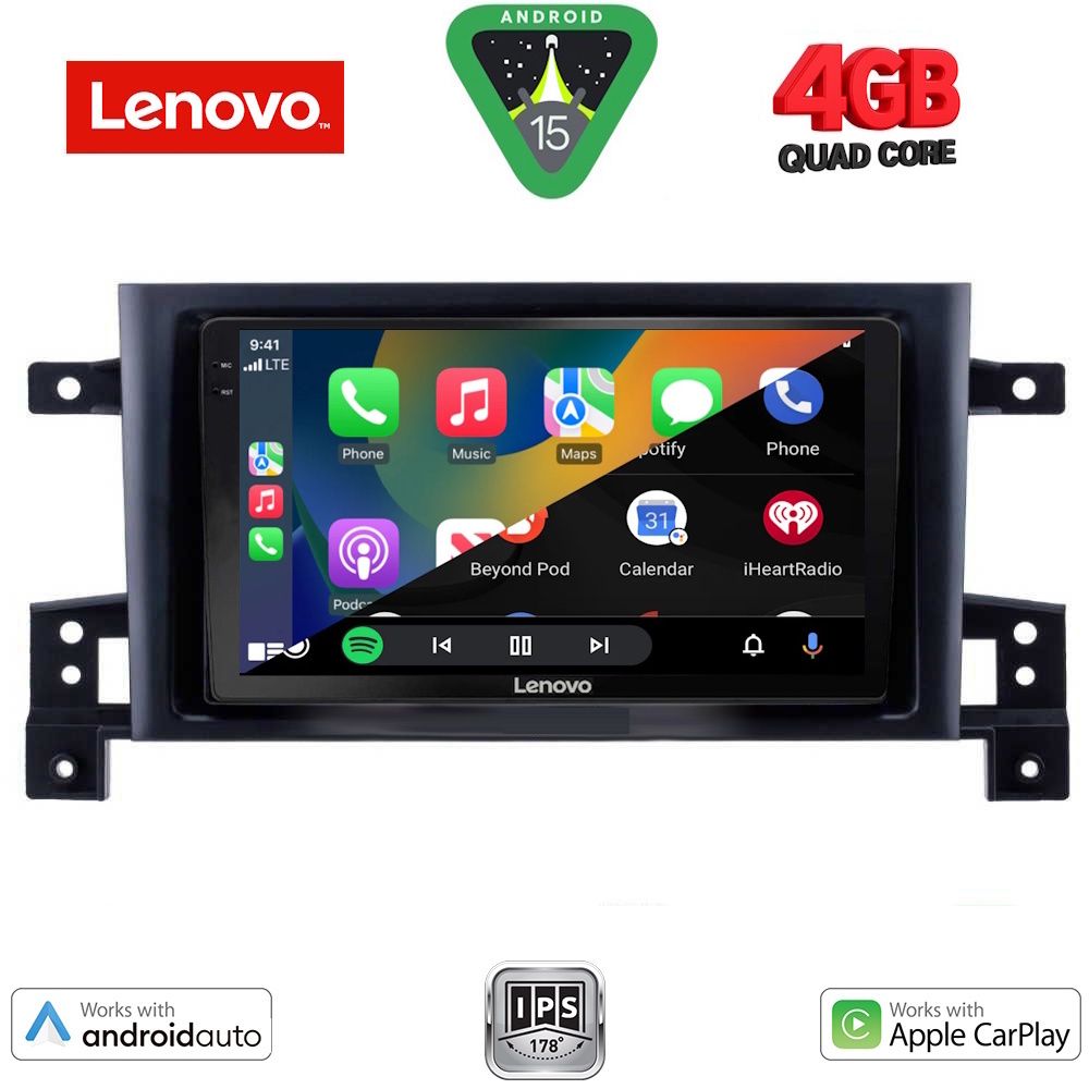 Suzuki Grand Vitara 2005 – 2015 Οθόνη με CarPlay, Android Auto, Bluetooth, GPS – LENOVO LVE 8696_CPAA (9inc)