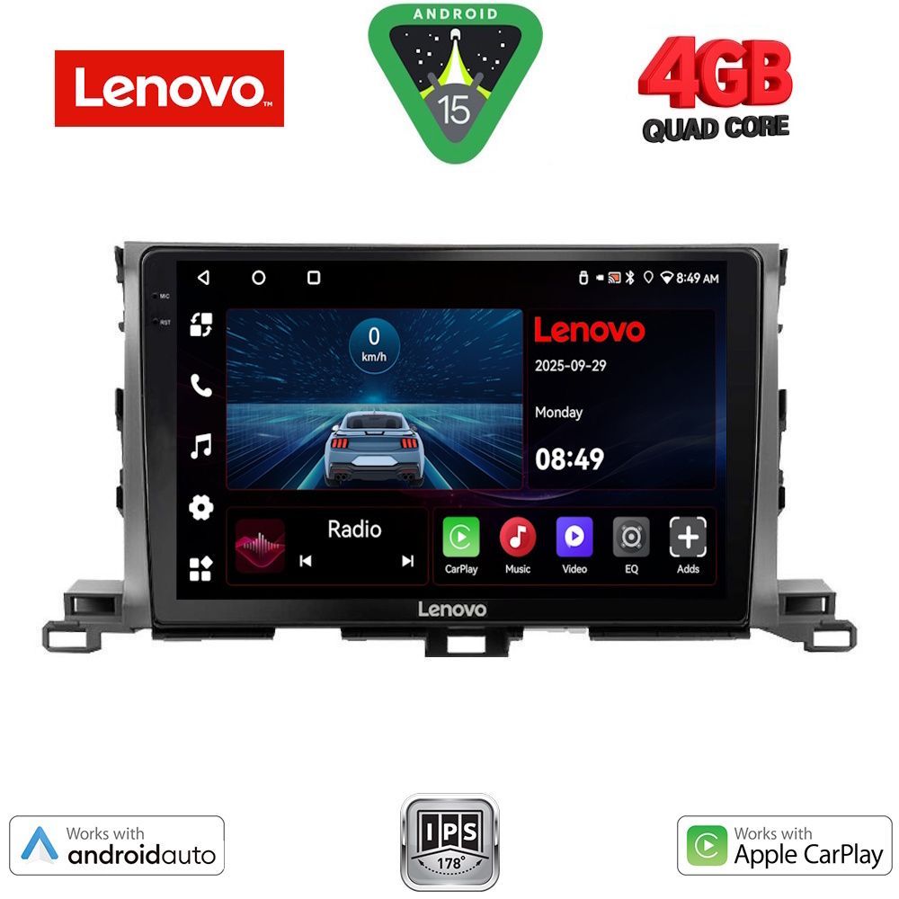 Οθόνη Toyota Highlander 2015 – 2019 με CarPlay, Android Auto, GPS, Bluetooth - LENOVO LVE 8700_CPAA (10inc)