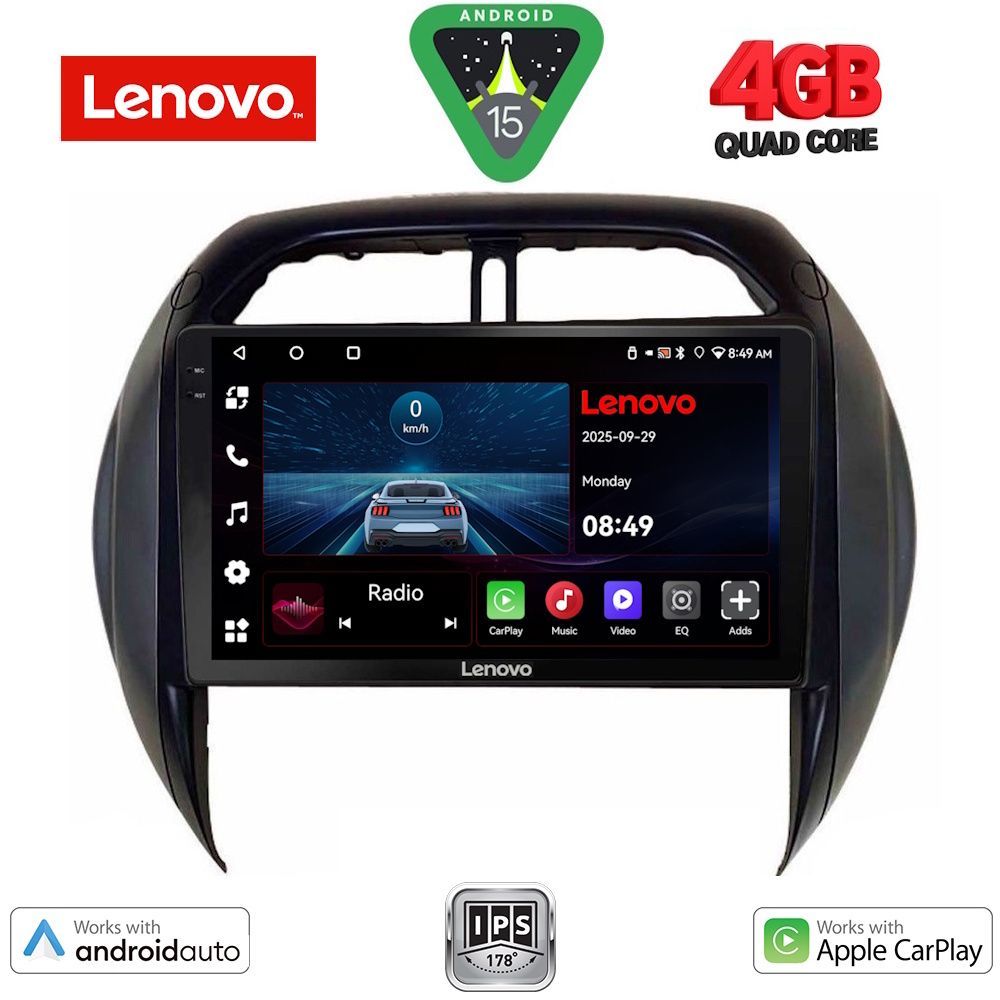 Οθόνη Toyota RAV4 2000 – 2006 με Car Play, Android Auto, GPS, Bluetooth - LENOVO LVE 8730_CPAA CLIMA (9inc)