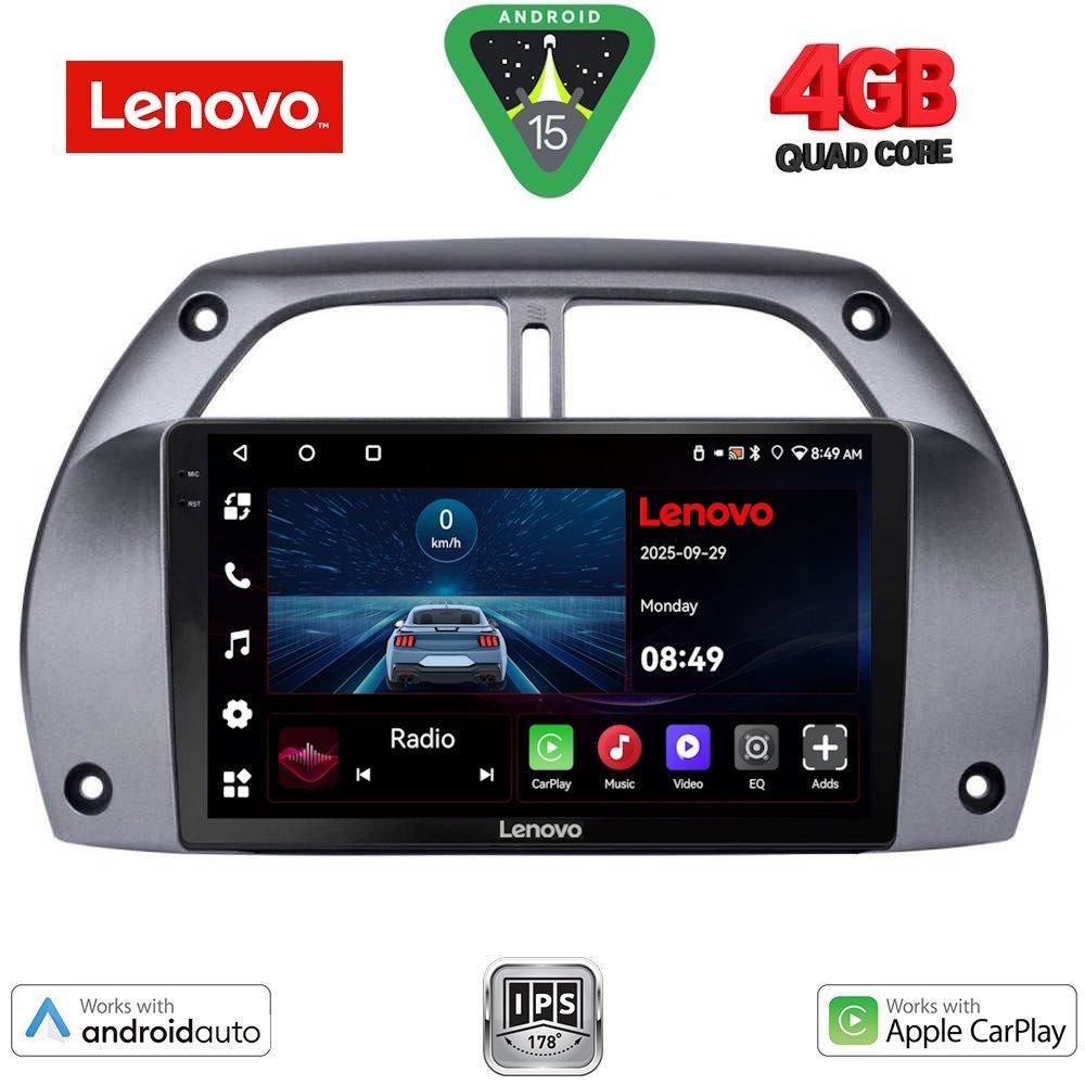 Οθόνη Toyota RAV4 2000 – 2006 με Car Play, Android Auto, GPS, Bluetooth - LENOVO LVE 8730_CPAA A/C (9inc)