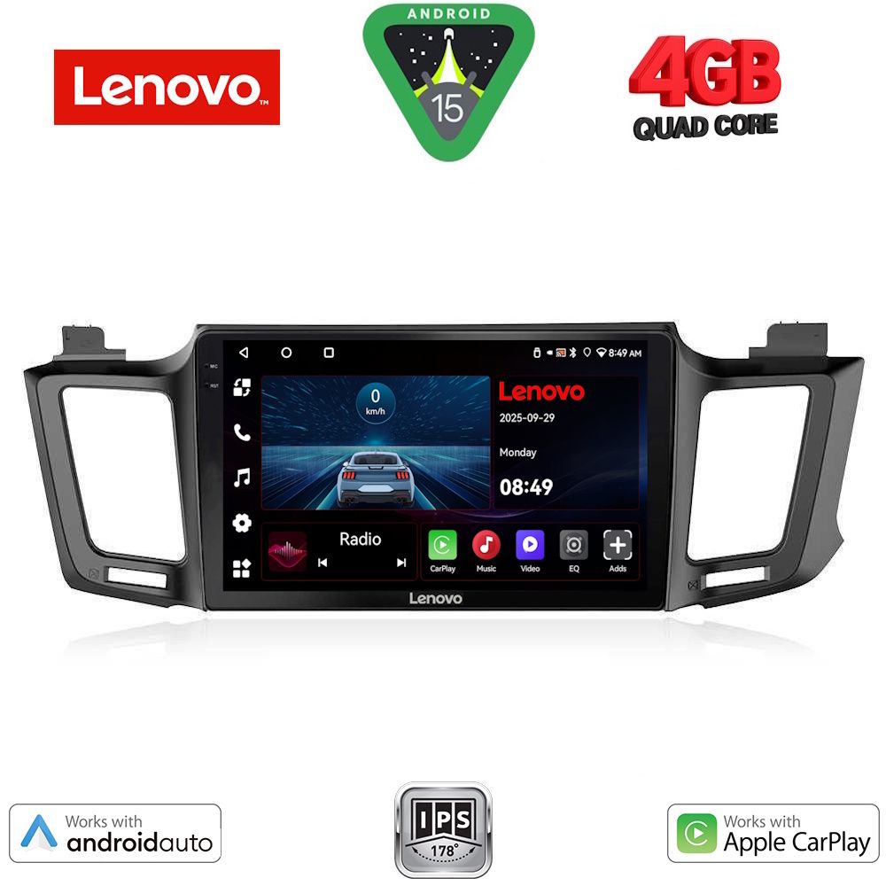 Οθόνη Toyota RAV4 2013 – 2019 με CarPlay, Android Auto, GPS, Bluetooth - LENOVO LVE 8733_CPAA (10inc)