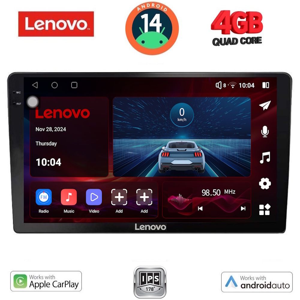 Οθόνη Αυτοκινήτου Tablet style με Car Play, Android Auto, Bluetooth, GPS - LENOVO LVE 8910_CPAA (10.1inc)