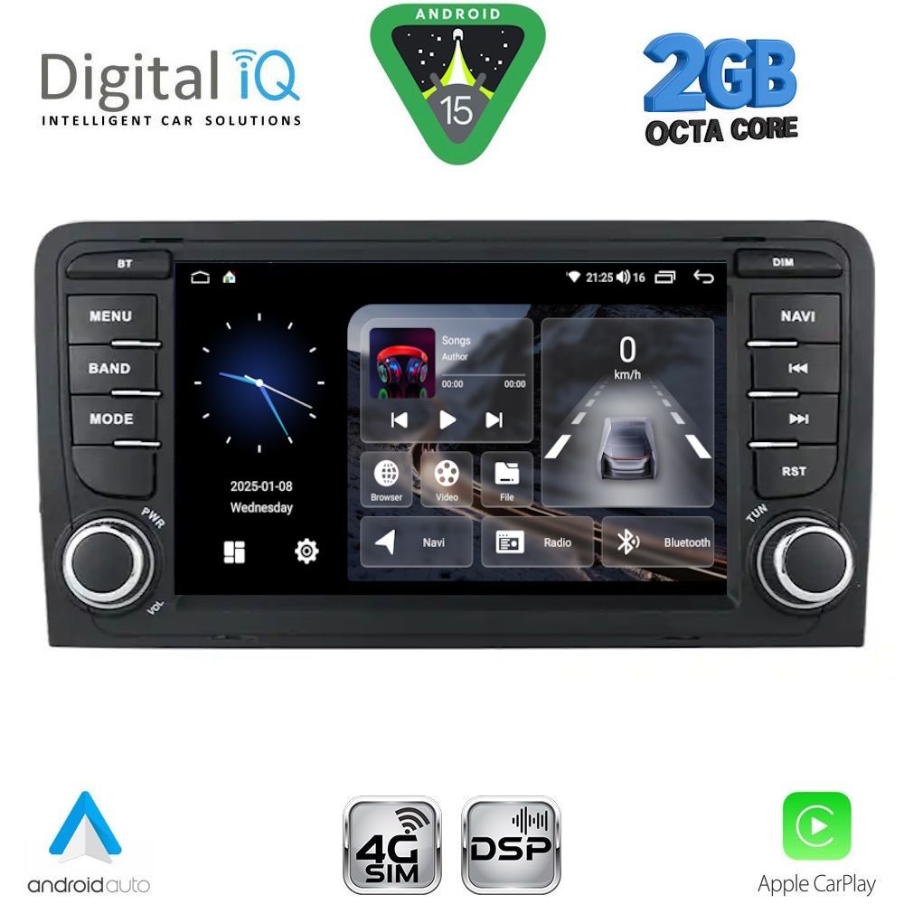 Audi A3 2003 – 2012 Οθόνη με CarPlay, Android Auto, Bluetooth, GPS – DIGITAL IQ BLF 349_CPA (7" DECK)