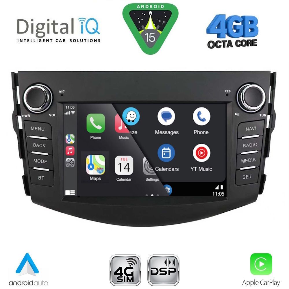 Toyota RAV4 2006 – 2012 Οθόνη με CarPlay, Android Auto, Bluetooth, GPS – DIGITAL IQ BLG 417_CPA (7" DECK)