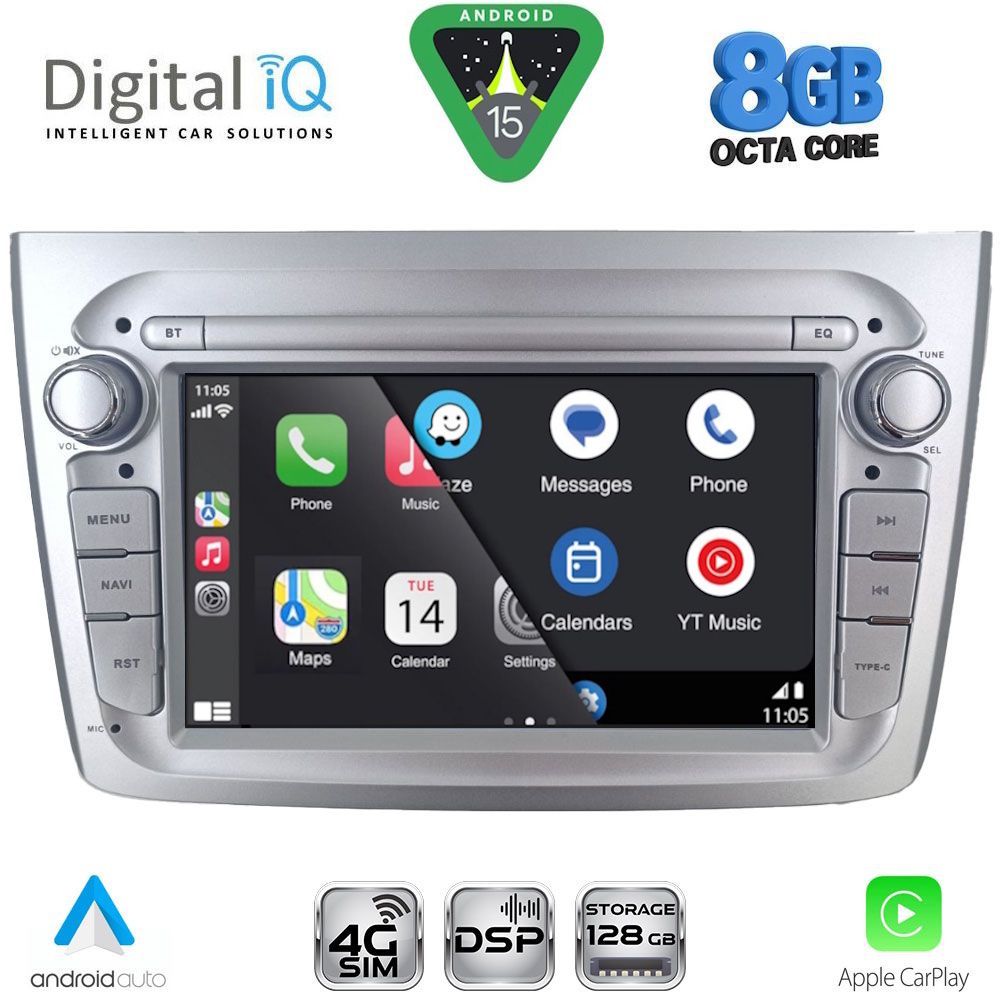 Alfa Romeo Mito 2008 – 2018 Οθόνη με Car Play, Android Auto, BT, GPS – DIGITAL IQ BLM 757SL_CPA (7" DECK)