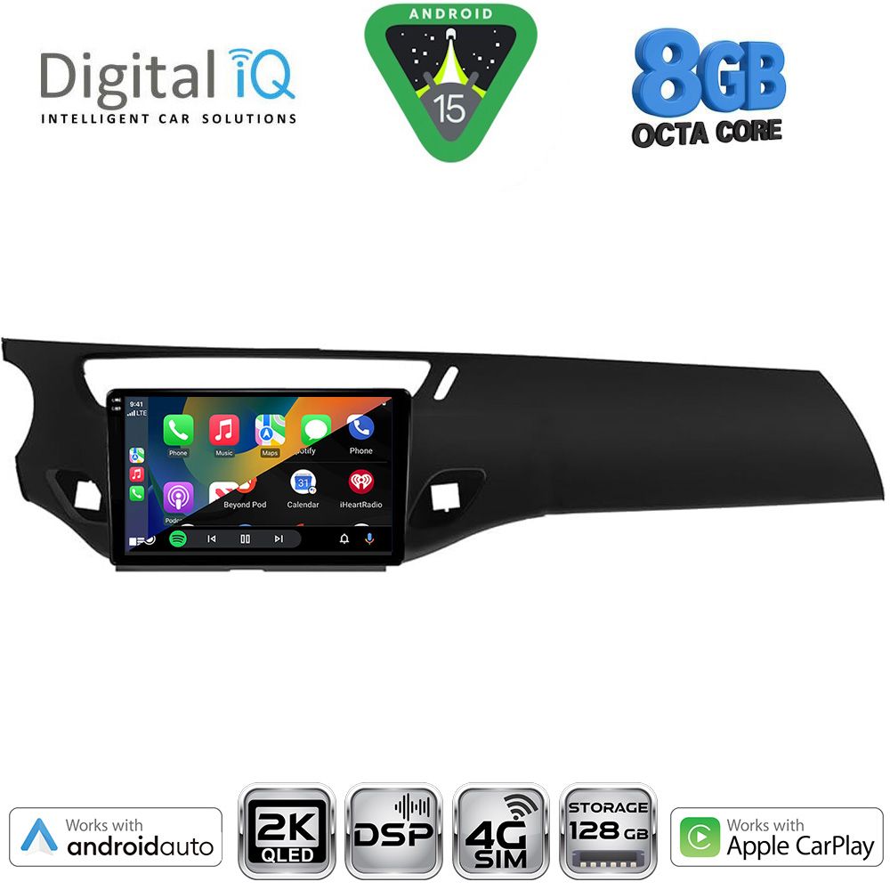 Οθόνη Citroen C3 – DS3 2009 – 2016 με Car Play, Android Auto, GPS, Bluetooth – DIGITAL IQ BXF 11092BL_CPAA (9inc)