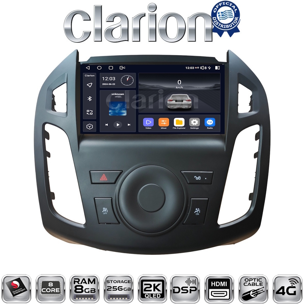 CLARION GL75858B Οθόνη OEM Multimedia Αυτοκινήτου για Ford Transit Connect 2013 > 2017 (CarPlay/AndroidAuto/BT/GPS/WIFI/GPRS)