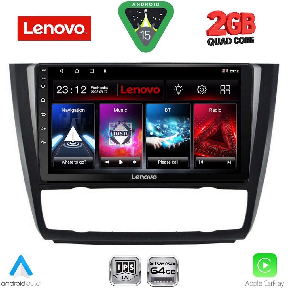 Οθόνη BMW series 1 (E81/E82/E87/E88) 2004 - 2013 με CarPlay, Android Auto, GPS, BT - LENOVO LVD 2040_CPA CLIMA (9inc)