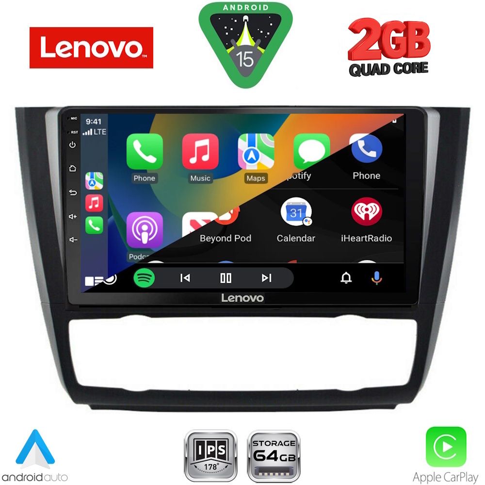 Οθόνη BMW series 1 (E81/E82/E87/E88) 2004 - 2013 με CarPlay, Android Auto, GPS, BT - LENOVO LVD 2040_CPA CLIMA (9inc)