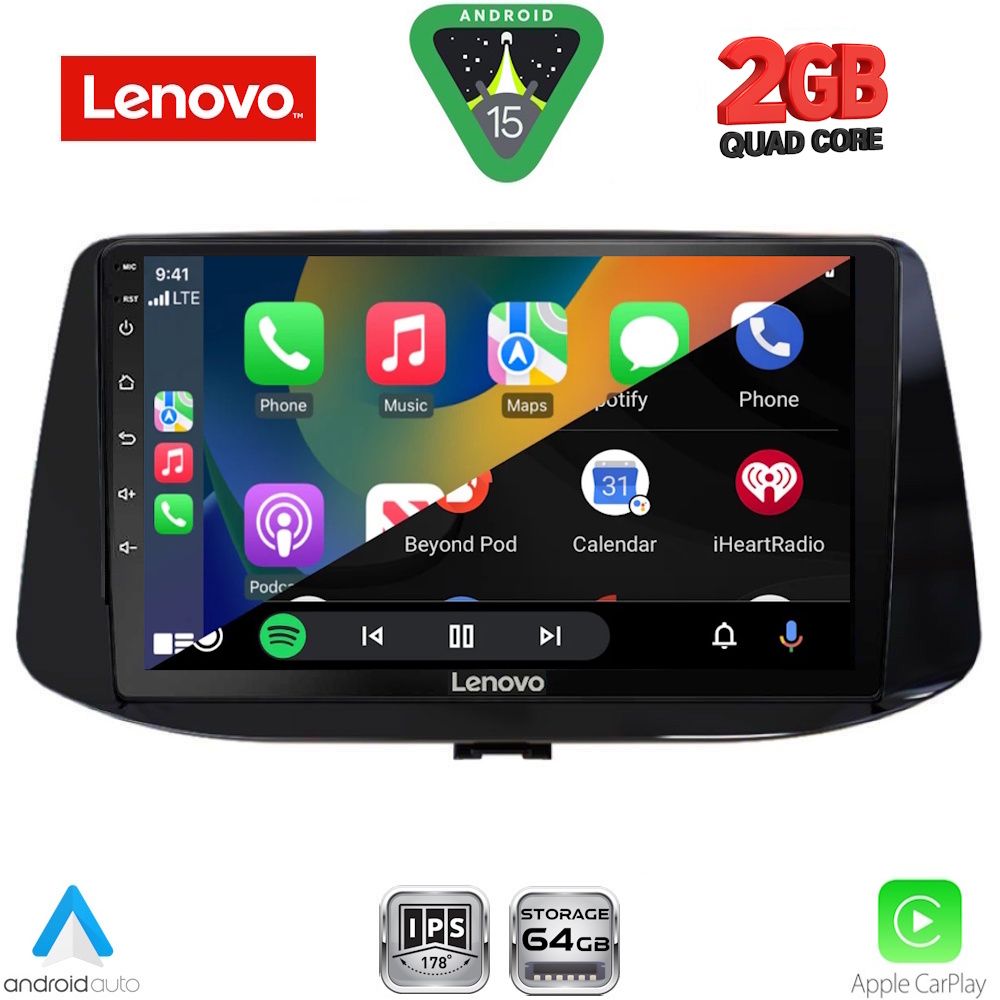 Hyundai i30 2018 – 2021 Οθόνη με CarPlay, Android Auto, BT, GPS - LENOVO LVD 2233_CPA (9inc)
