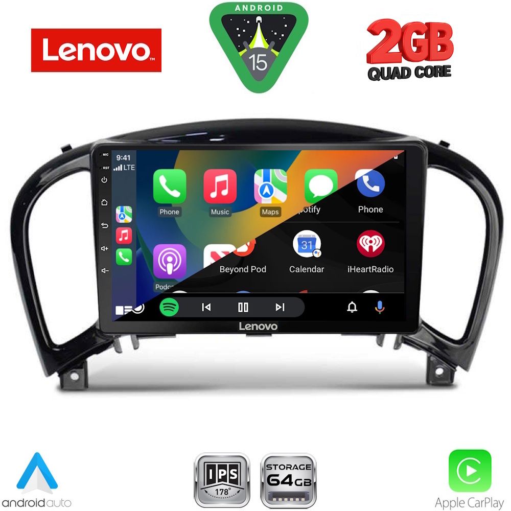 Nissan Juke 2009 – 2020 Οθόνη με CarPlay, Android Auto, Bluetooth, GPS - LENOVO LVD 2452_CPA (9inc)