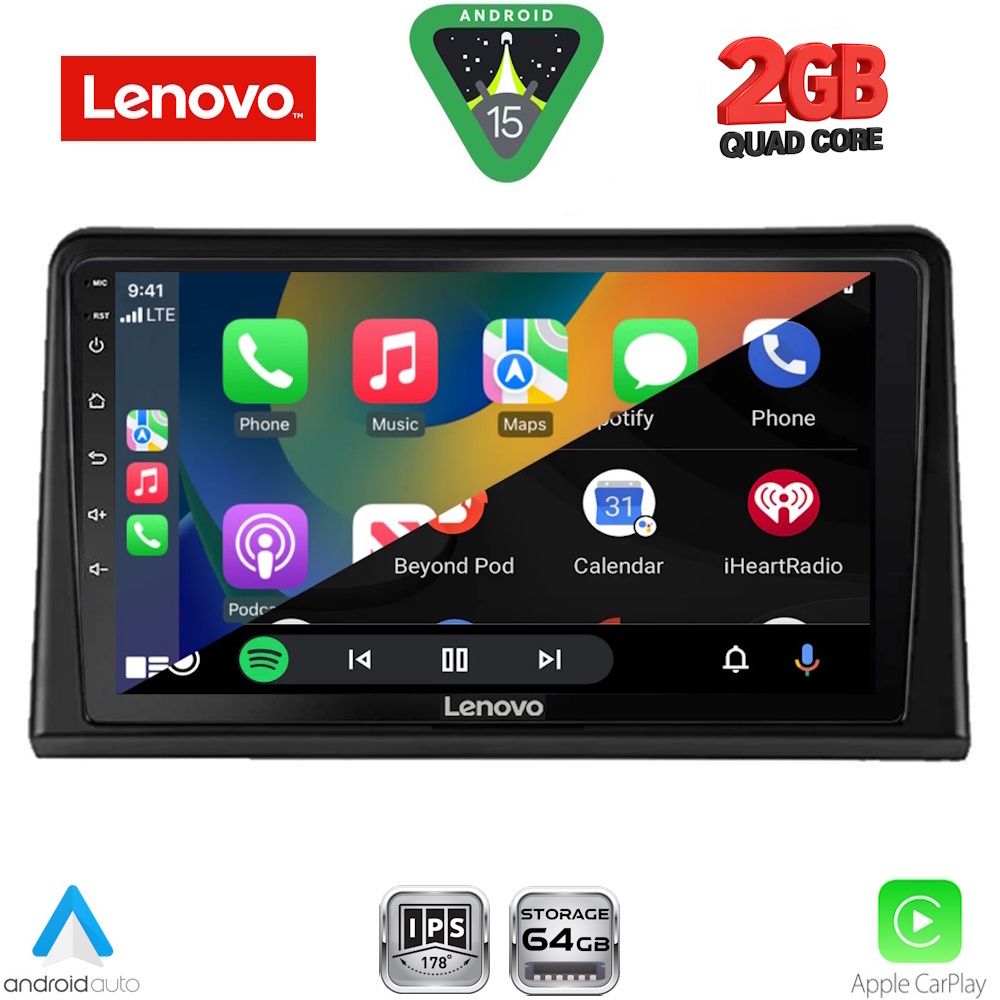 Οθόνη Renault Express 2020 – 2026 με Car Play, Android Auto, GPS, Bluetooth - LENOVO LVD 2548_CPA (9inc)