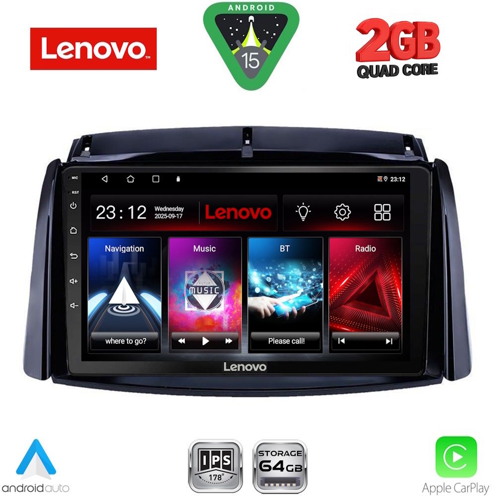 Οθόνη Renault Koleos 2006 – 2016 με Car Play, Android Auto, Bluetooth, GPS – LENOVO LVD 2551_CPA (9inc)