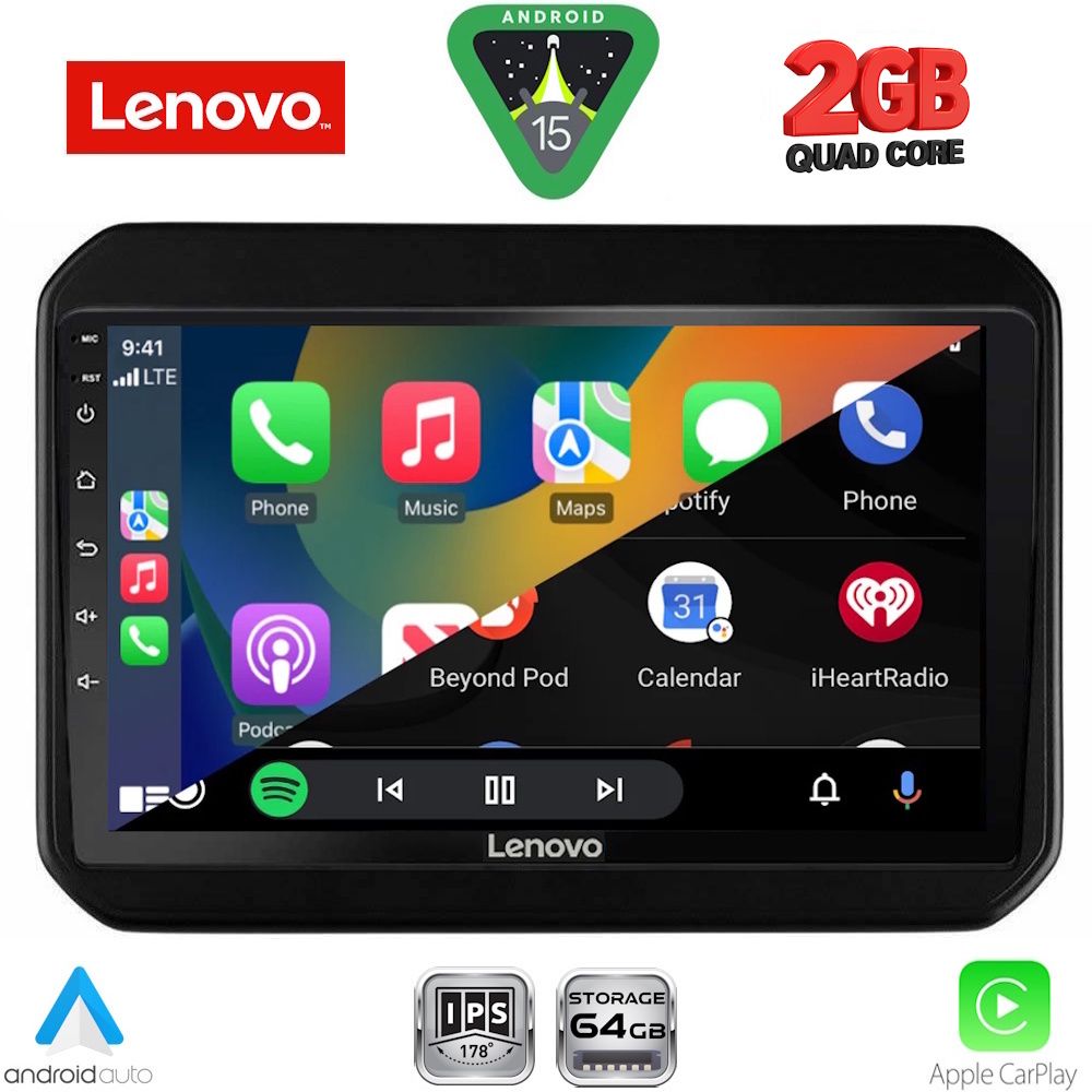 Οθόνη Suzuki Ignis 2016 – 2026 με CarPlay, Android Auto, Bluetooth, GPS – LENOVO LVD 2676_CPA (9inc)