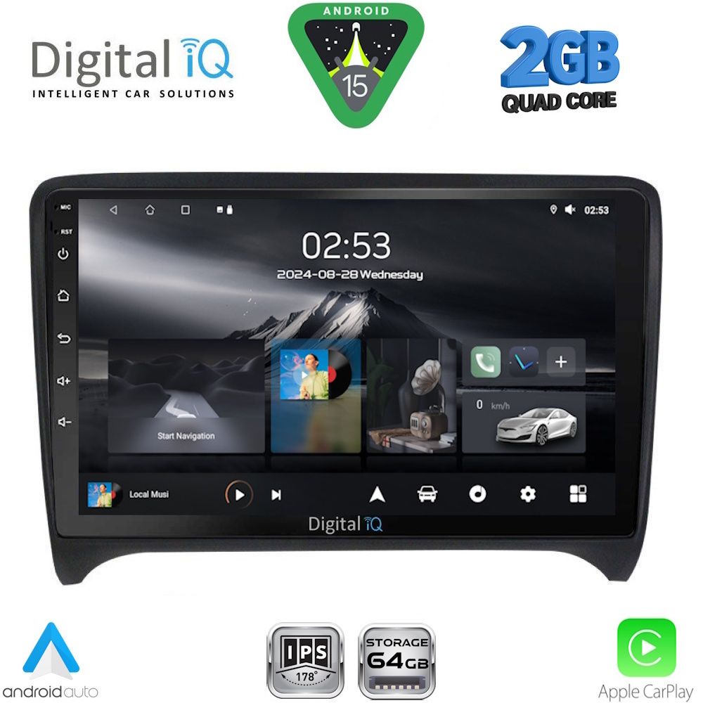 Audi TT 2007 – 2015 Οθόνη με CarPlay, Android Auto, Bluetooth, GPS – DIGITAL IQ RSD 1009_CPA (9inc)