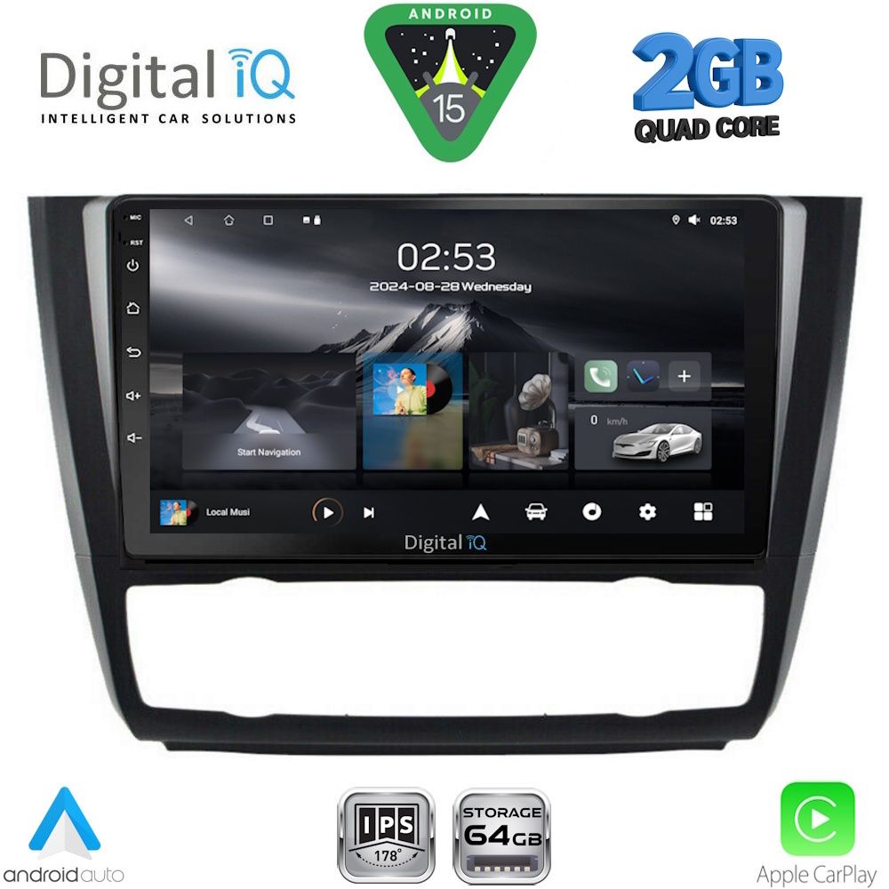 Οθόνη BMW series 1 (E81/E82/E87/E88) 2004 - 2013 με CarPlay, Android Auto, GPS, BT - DIGITAL IQ RSD 1040_CPA CLIMA (9inc)