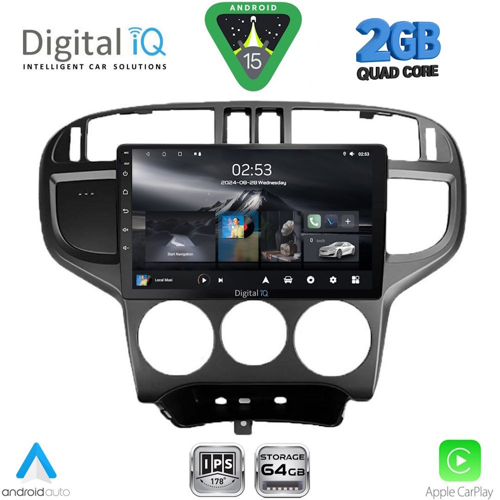 Οθόνη Hyundai Matrix 2001 - 2010 με CarPlay, Android Auto, GPS, Bluetooth – DIGITAL IQ RSD 1240_CPA (9inc)