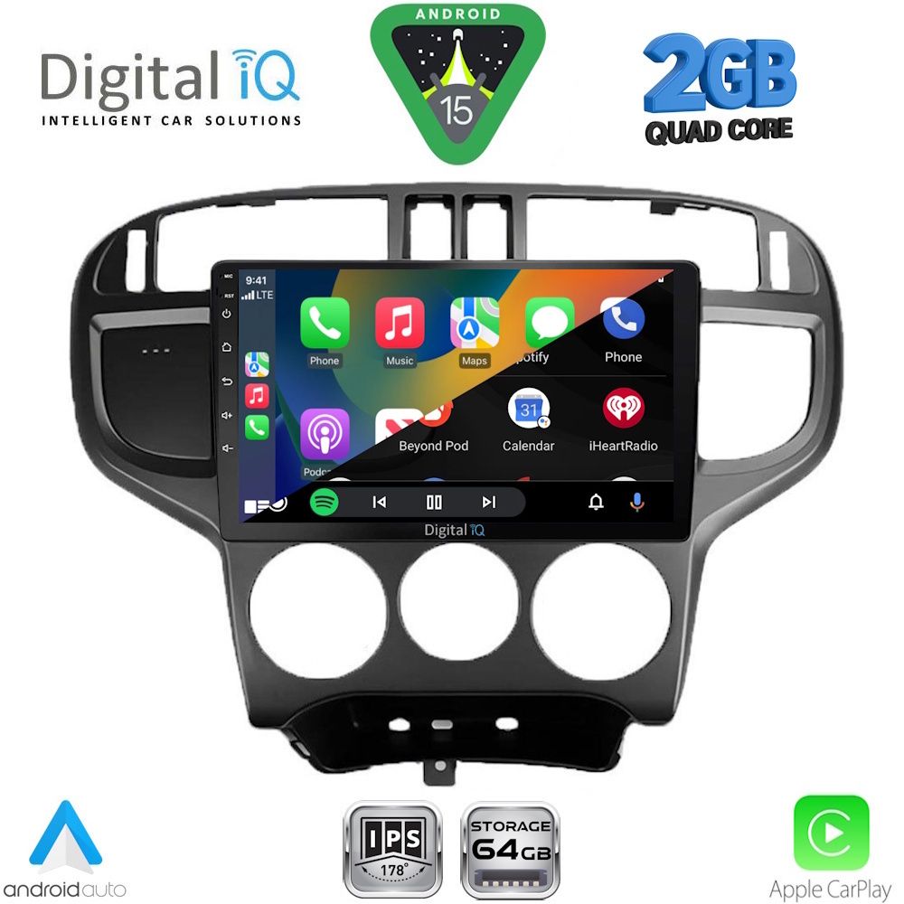 Οθόνη Hyundai Matrix 2001 - 2010 με CarPlay, Android Auto, GPS, Bluetooth – DIGITAL IQ RSD 1240_CPA (9inc)