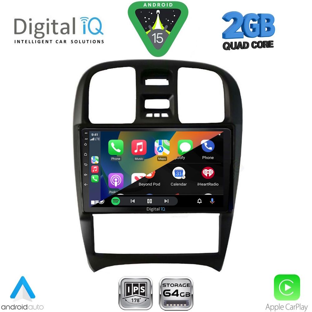 Οθόνη Hyundai Sonata 2000 - 2006 με CarPlay, Android Auto, GPS, Bluetooth – DIGITAL IQ RSD 1247_CPA (9inc)