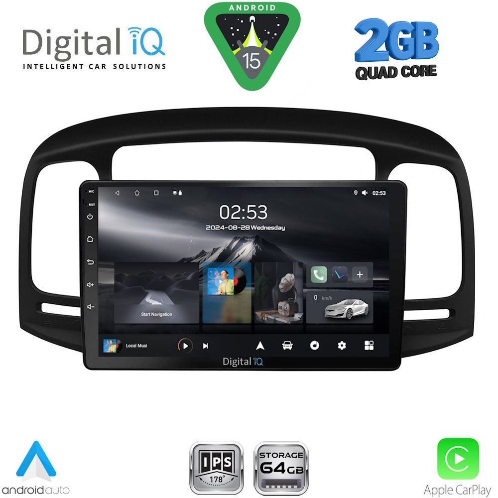Οθόνη Hyundai Accent 2005 – 2012 με CarPlay, Android Auto, GPS, Bluetooth – DIGITAL IQ RSD 1249BL_CPA (9inc)