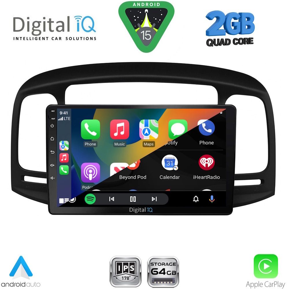 Οθόνη Hyundai Accent 2005 – 2012 με CarPlay, Android Auto, GPS, Bluetooth – DIGITAL IQ RSD 1249BL_CPA (9inc)