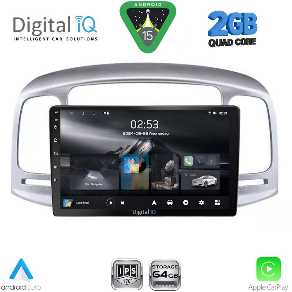 Οθόνη Hyundai Accent 2005 – 2012 με CarPlay, Android Auto, GPS, Bluetooth – DIGITAL IQ RSD 1249SL_CPA (9inc)