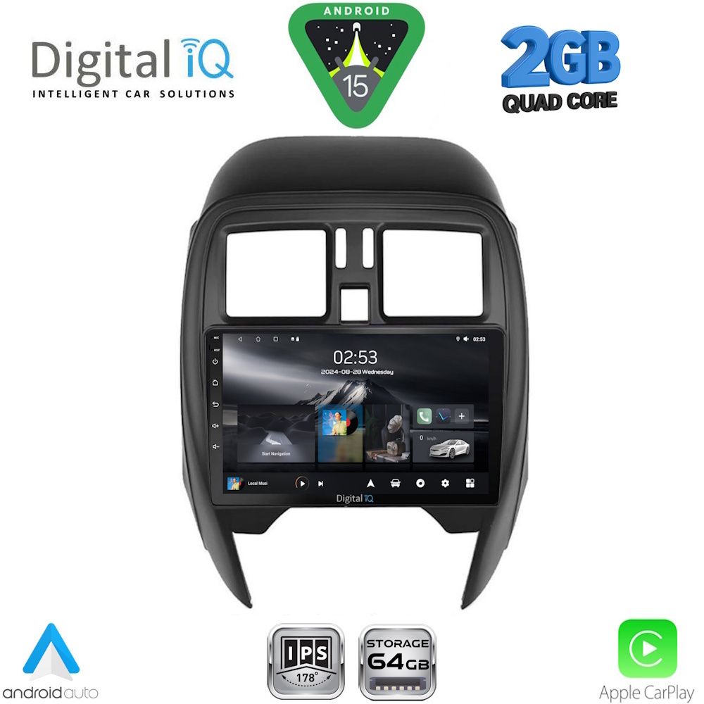 Οθόνη Nissan Micra 2014 – 2017 με CarPlay, Android Auto, GPS, Bluetooth - DIGITAL IQ RSD 1451_CPA (SQUARE) (9inc)