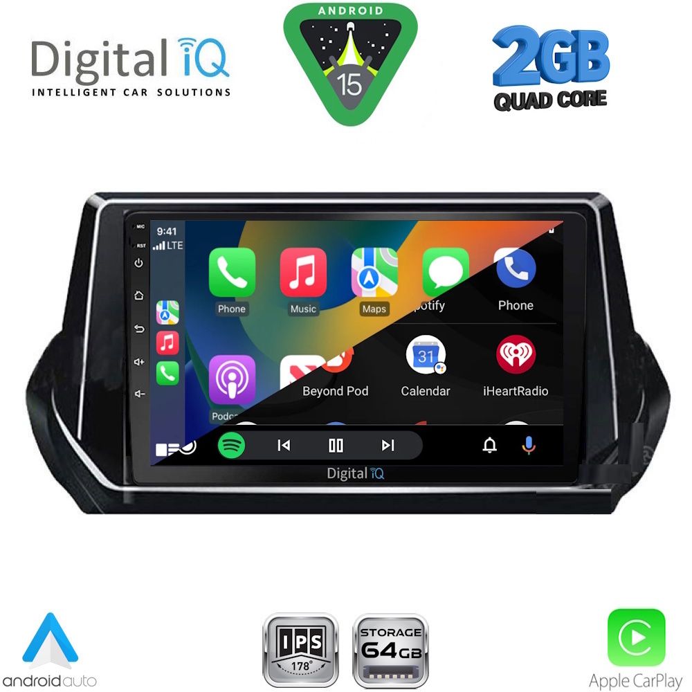 DIGITAL IQ RSD 1509_CPA (9inc) MULTIMEDIA TABLET for PEUGEOT 208 - 2008 mod. 2021-2026