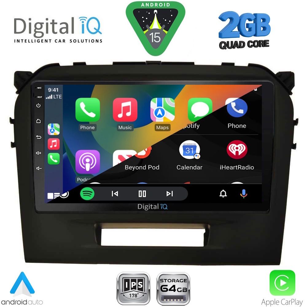 Οθόνη Suzuki Vitara 2016 – 2024 με CarPlay, Android Auto, Bluetooth, GPS – DIGITAL IQ RSD 1697_CPA (9inc)