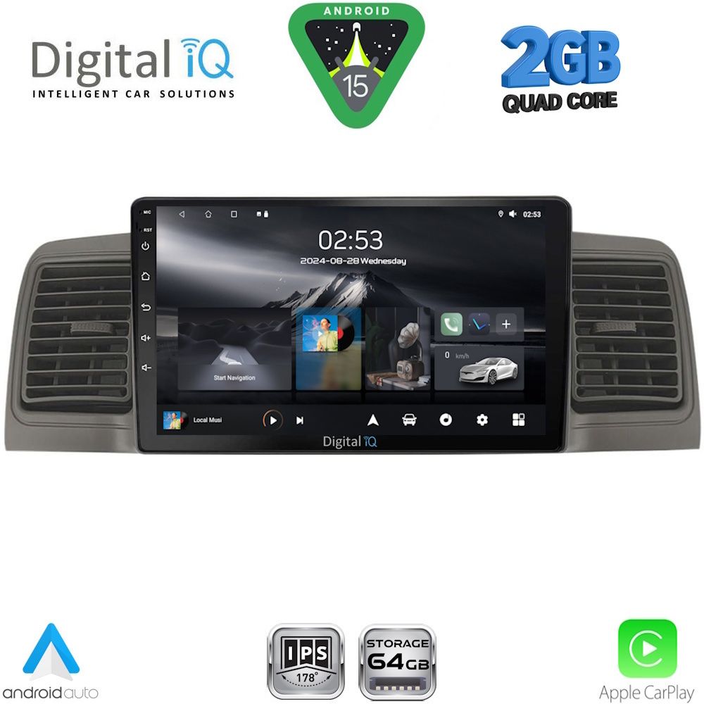 Toyota Corolla 2001 – 2006 Οθόνη με CarPlay, Android Auto, Bluetooth, GPS – DIGITAL IQ RSD 1712GR_CPA (9inc)