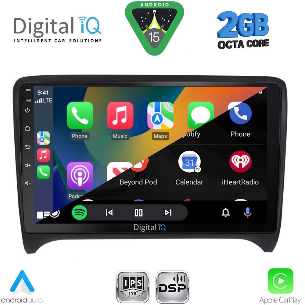 Audi TT 2007 – 2015 Οθόνη με CarPlay, Android Auto, Bluetooth, GPS – DIGITAL IQ RSF 4009_CPA (9inc)