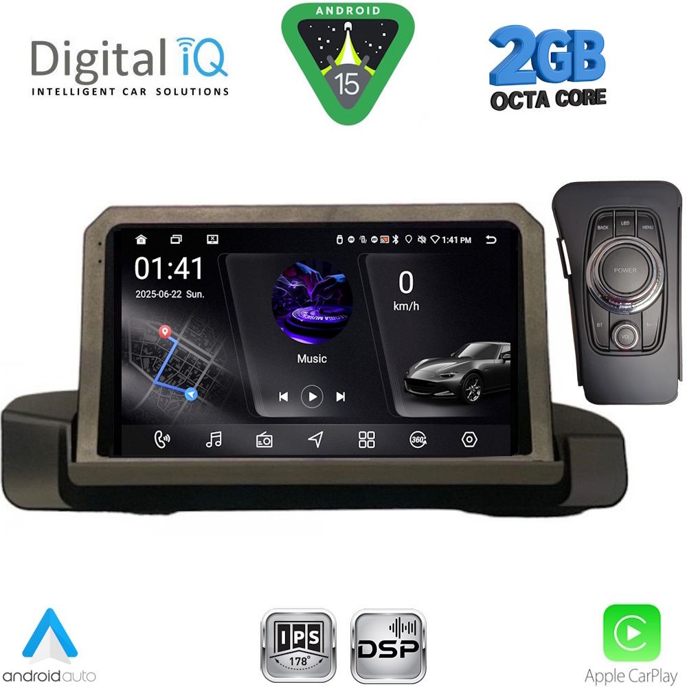 BMW Series 3 (E90, E91, E92) 2005 – 2012 Οθόνη με Car Play, Android Auto, GPS, Bluetooth – DIGITAL IQ RSF 4044_CPA (9inc)