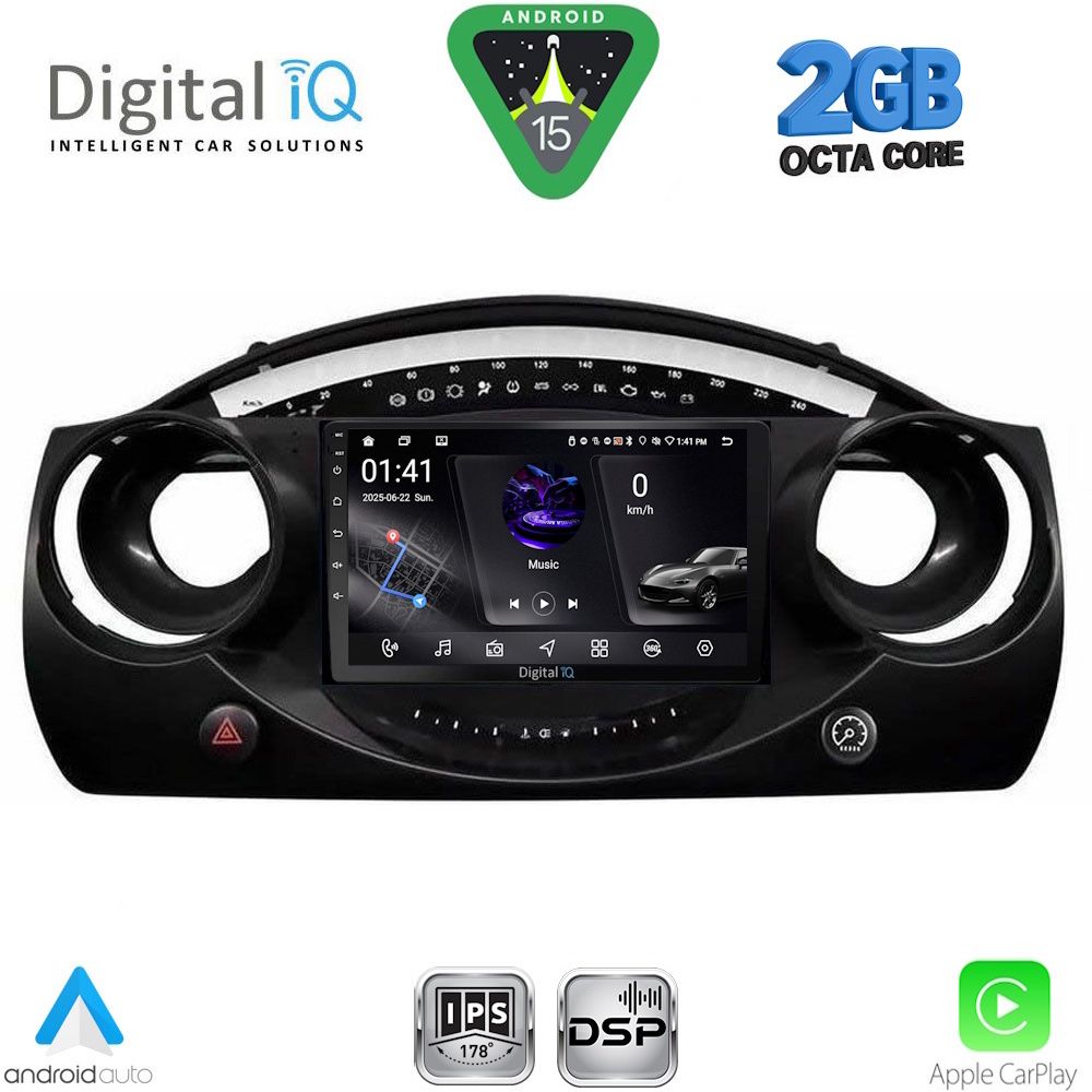 Οθόνη Mini Cooper (R50, R52, R53) 2000 – 2006 με CarPlay, Android Auto, BT, GPS – DIGITAL IQ RSF 4063_CPA (9inc)