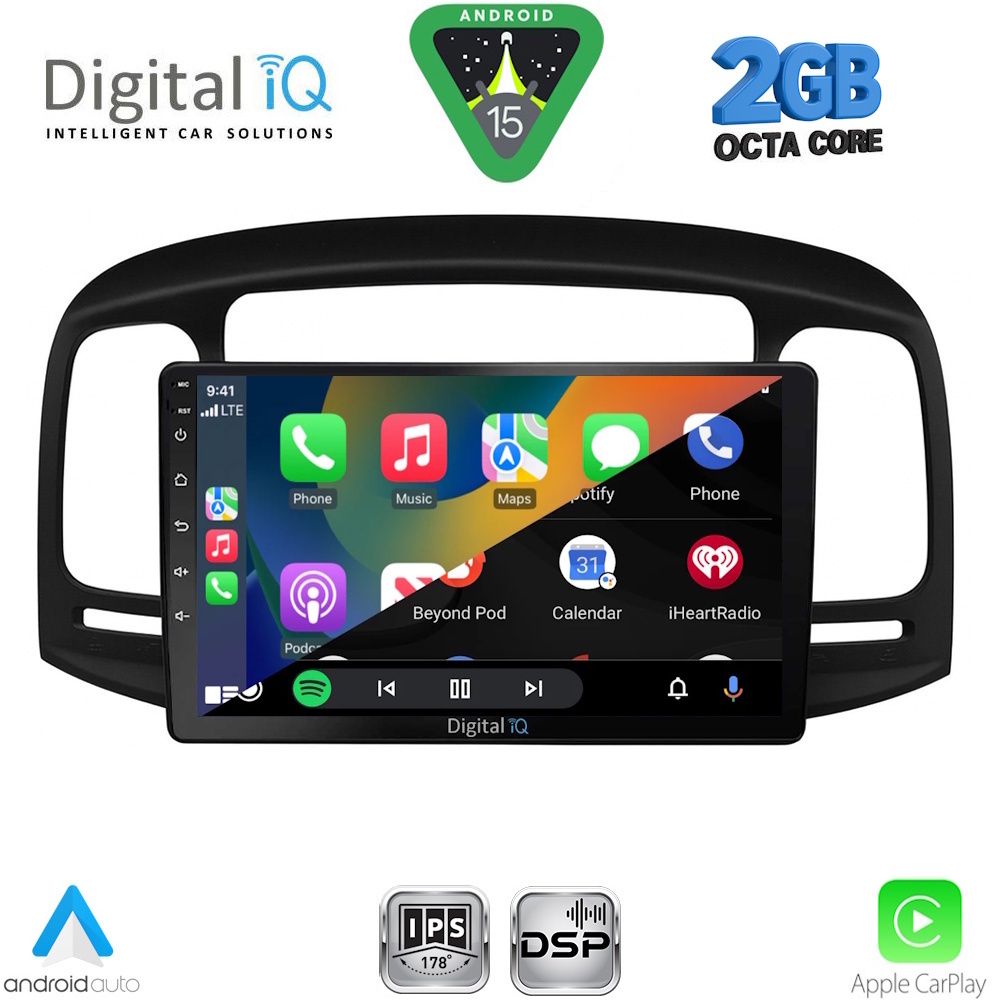 Οθόνη Hyundai Accent 2005 – 2012 με CarPlay, Android Auto, GPS, Bluetooth – DIGITAL IQ RSF 4249BL_CPA (9inc)