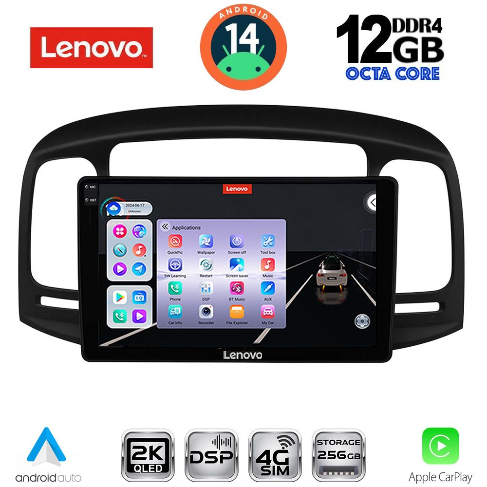 Οθόνη Hyundai Accent 2005 – 2012 με CarPlay, Android Auto, GPS, Bluetooth – LENOVO SSZ 12249BL_CPA (9inc)