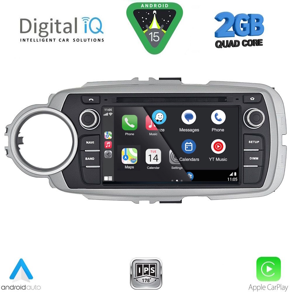 Οθόνη Toyota Yaris 2011 – 2020 με CarPlay, Android Auto, GPS, Bluetooth - DIGITAL IQ BLD 030_CPA (7" DECK)