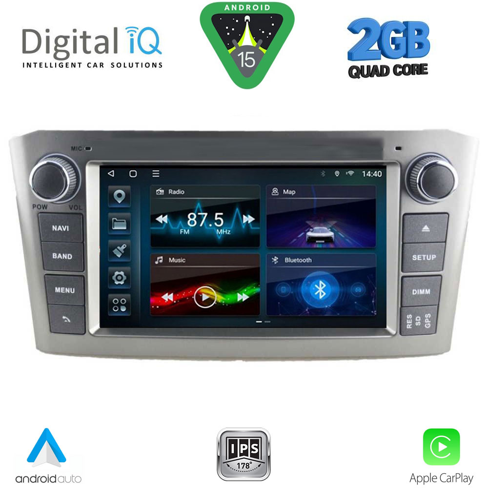 Οθόνη Toyota Avensis (T25) 2003 – 2009 με CarPlay, Android Auto, GPS, Bluetooth - DIGITAL IQ BLD 225SL_CPA (7" DECK)