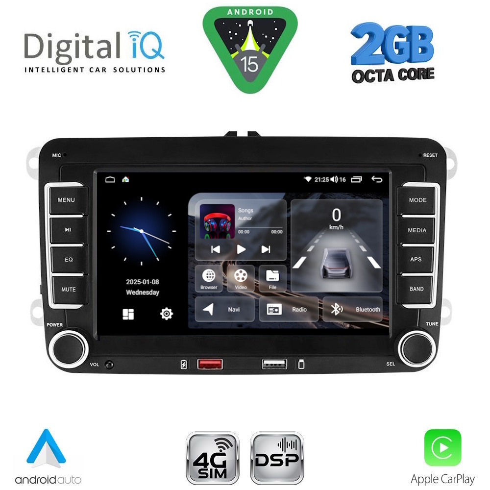 Οθόνη VW, Skoda, Seat 2004 – 2015 με CarPlay, AndroidAuto, BT, GPS – DIGITAL IQ BLF 304_CPA (7" DECK)