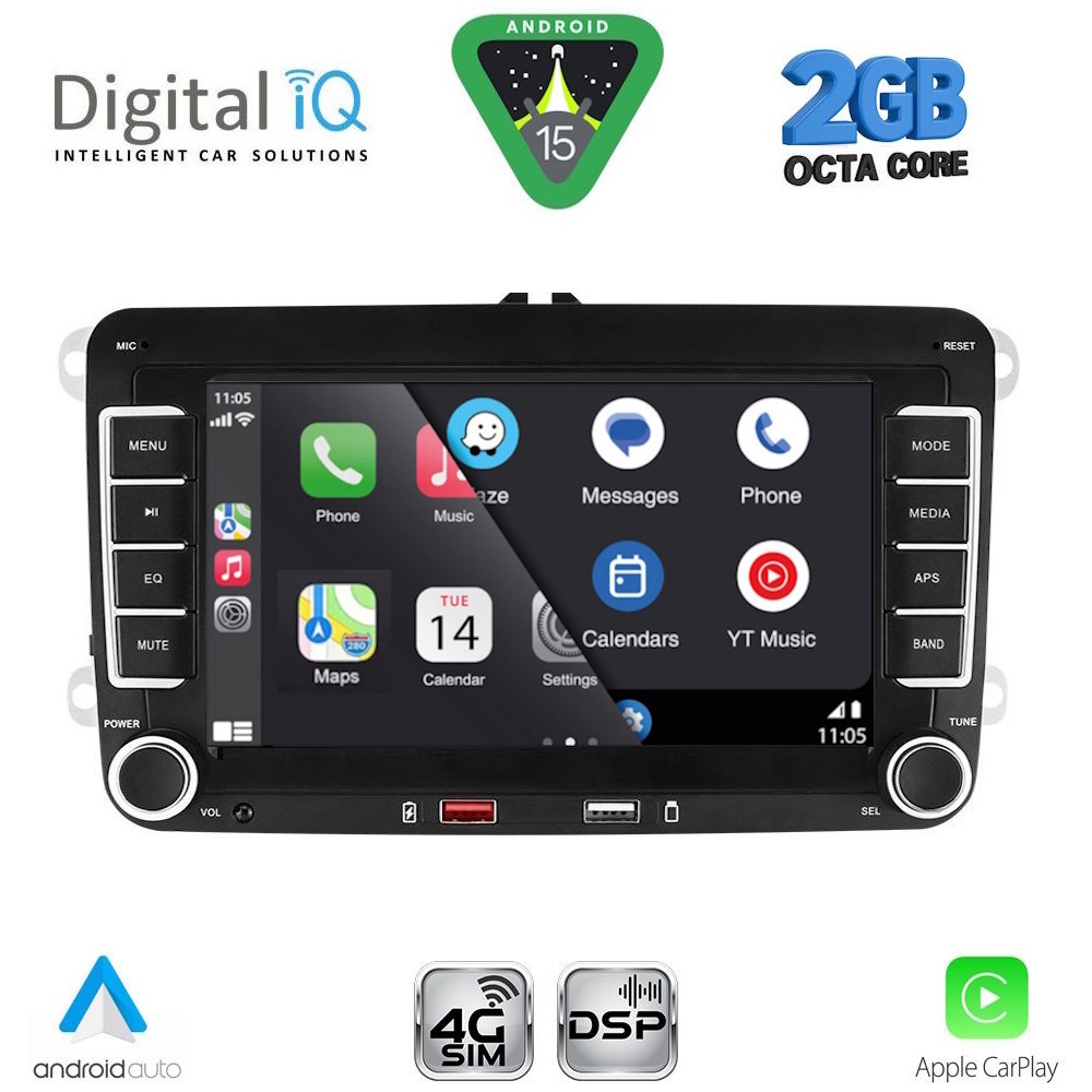 Οθόνη VW, Skoda, Seat 2004 – 2015 με CarPlay, AndroidAuto, BT, GPS – DIGITAL IQ BLF 304_CPA (7" DECK)