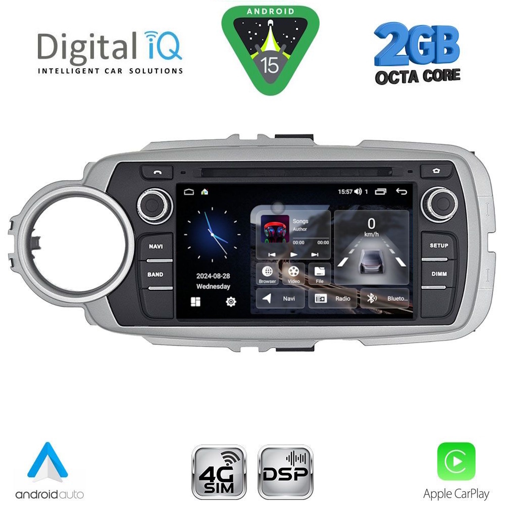 Οθόνη Toyota Yaris 2011 – 2020 με CarPlay, Android Auto, GPS, Bluetooth - DIGITAL IQ BLD 030_CPA (7" DECK)