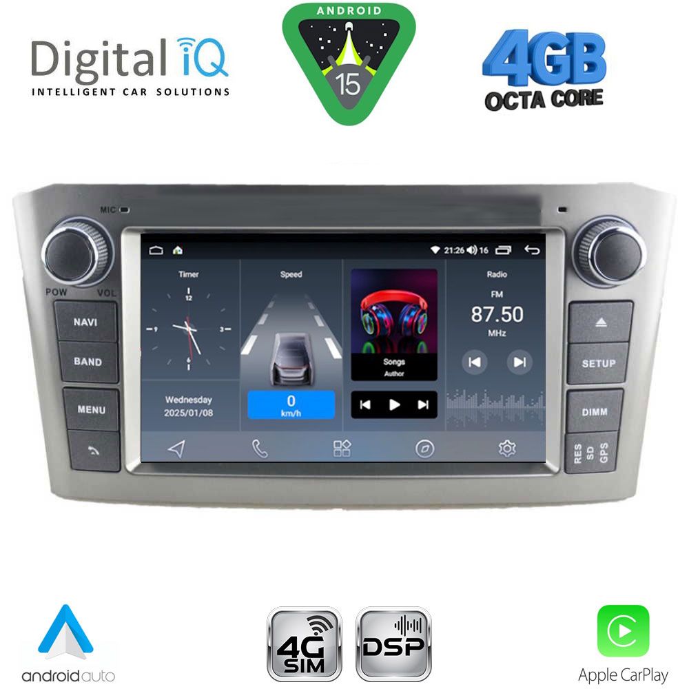 Οθόνη Toyota Avensis (T25) 2003 – 2009 με CarPlay, Android Auto, GPS, Bluetooth - DIGITAL IQ BLG 425SL_CPA (7″ DECK)