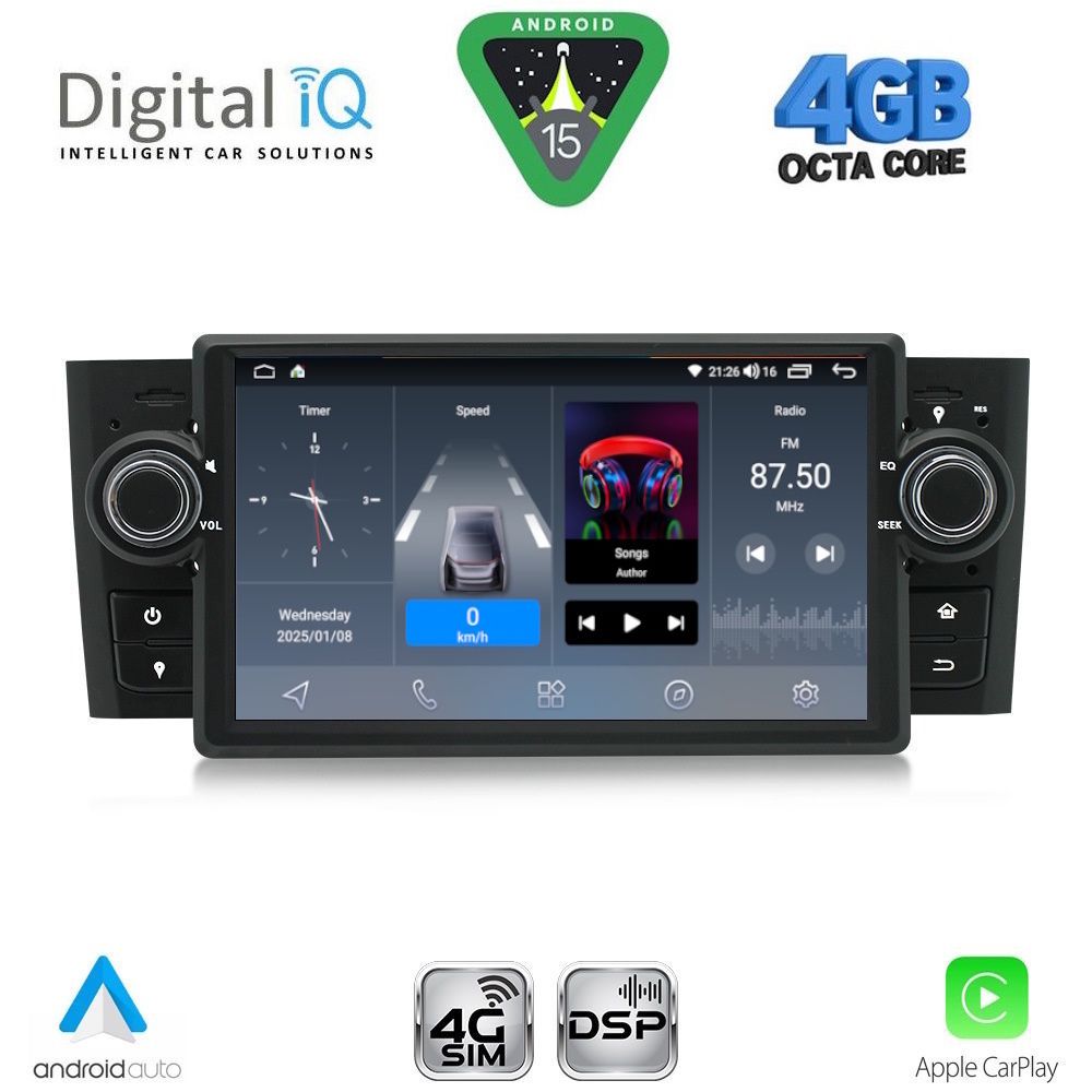 DIGITAL IQ BLG 463_CPA (7" DECK) MULTIMEDIA SYSTEM for FIAT GRANDE PUNTO mod. 2005-2012