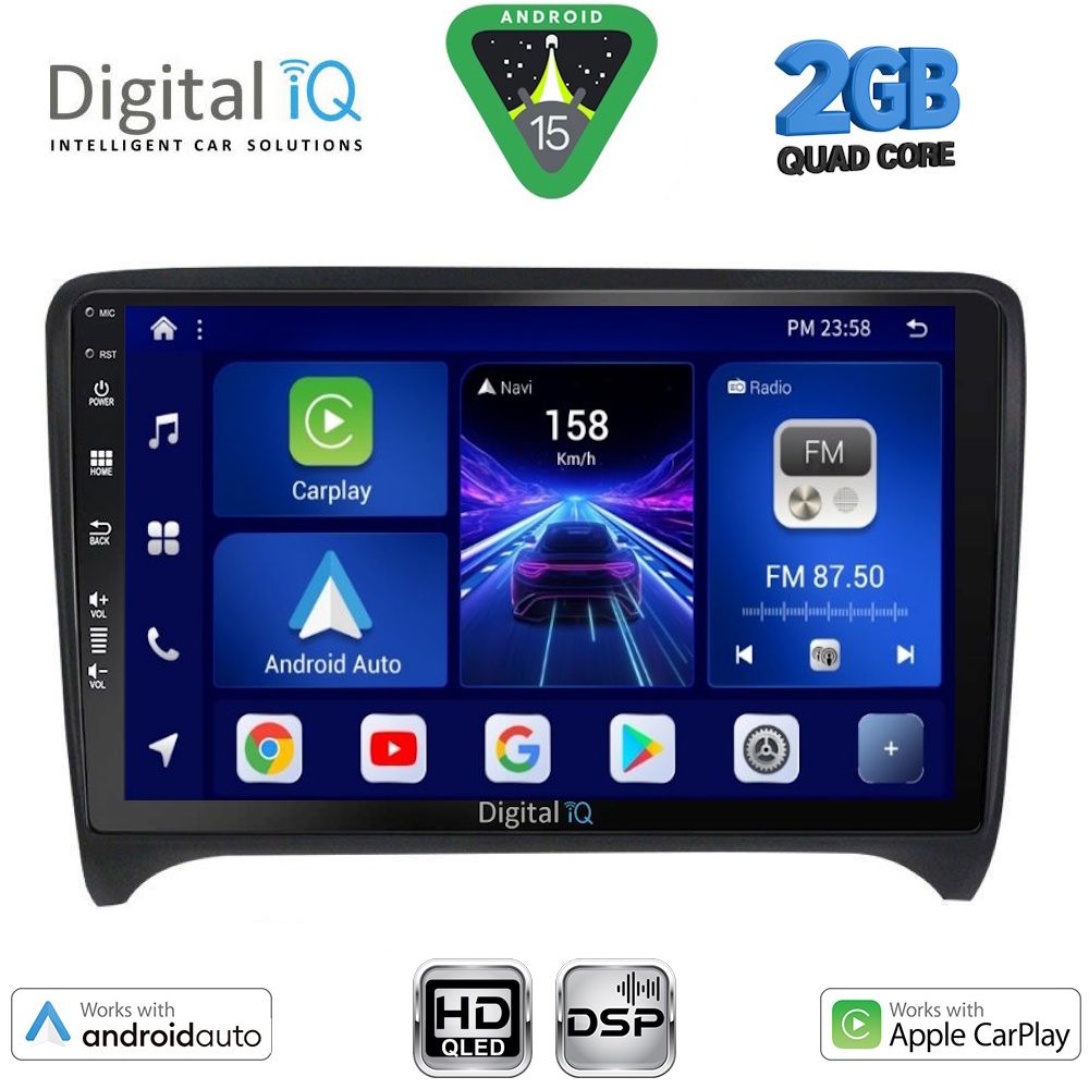 Audi TT 2007 – 2015 Οθόνη με CarPlay, Android Auto, Bluetooth, GPS – DIGITAL IQ BXC 3009_CPAA (9inc)
