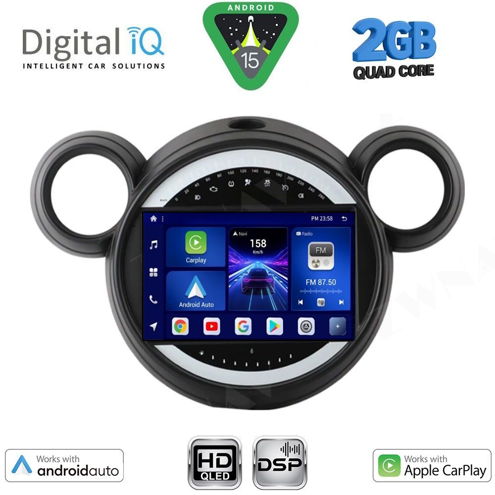 Οθόνη Mini Countryman (R60) 2010-2016 – Paceman (R61) 2013-2016 με CarPlay, Android Auto, GPS, Bluetooth – DIGITAL IQ BXC 3065_CPAA (9inc)